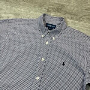 Ralph Lauren Boys Button-Down Shirt Size L Checkered Long Sleeve Cotton Blend